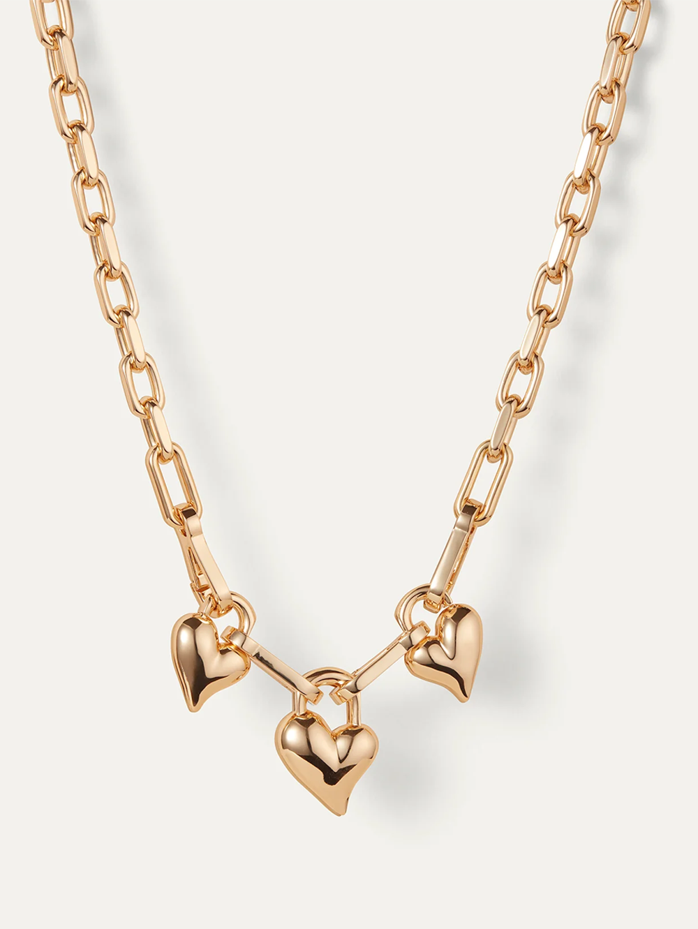 Padlock Triple Heart Pendant Necklace
