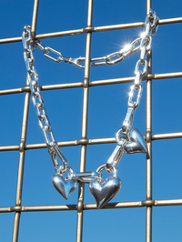 Padlock Triple Heart Pendant Necklace