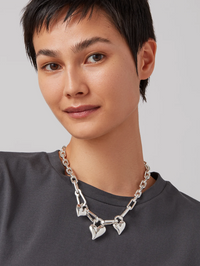 Padlock Triple Heart Pendant Necklace