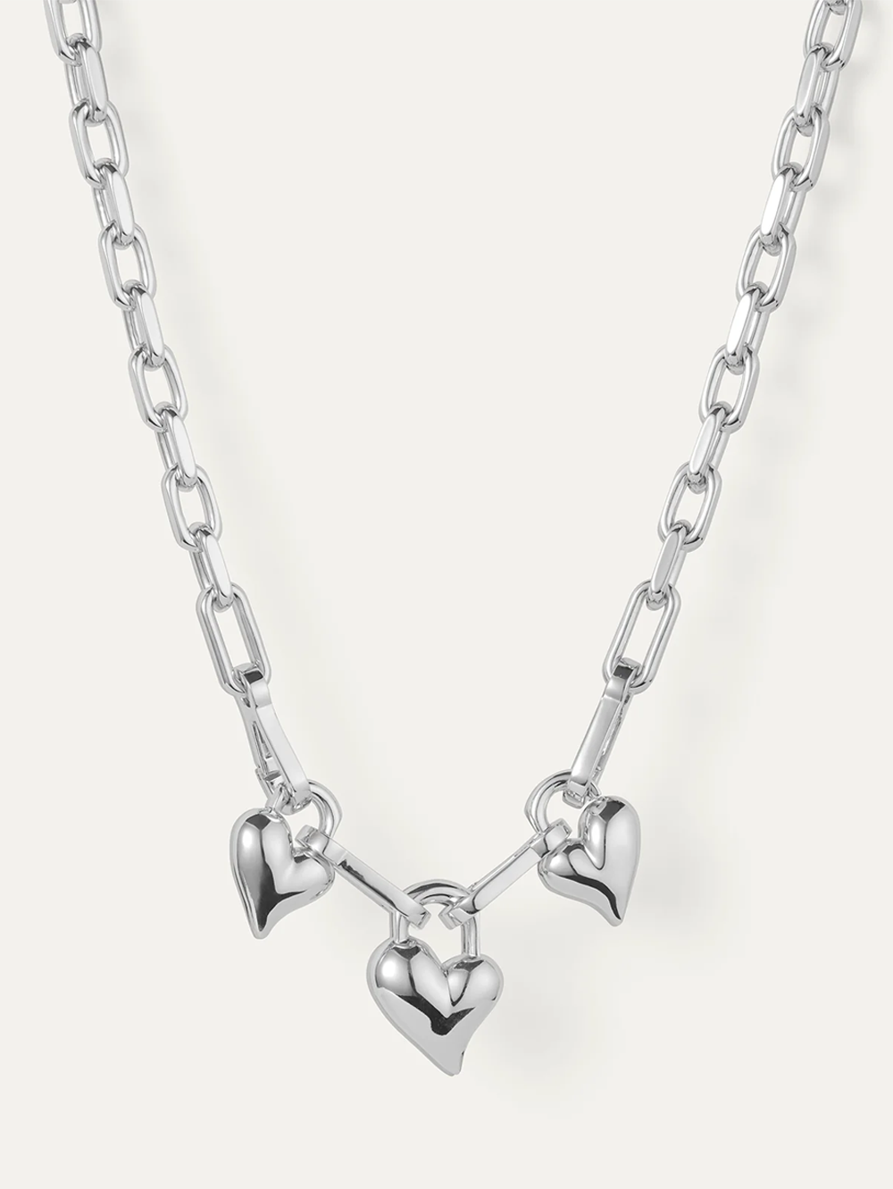 Padlock Triple Heart Pendant Necklace