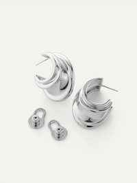 Leona Silver Hoop Earrings