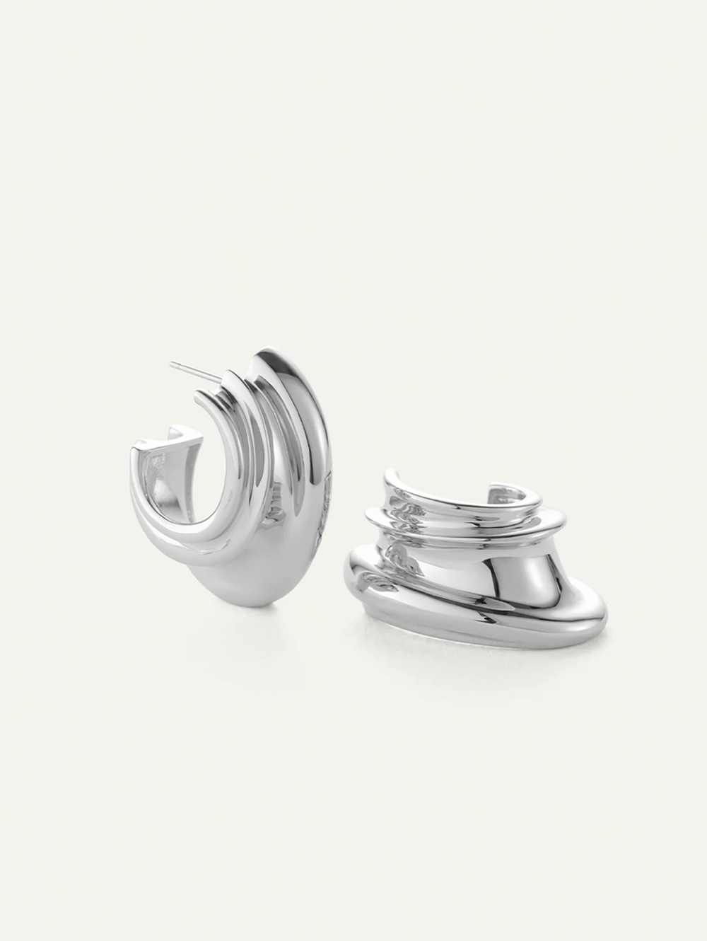 Leona Silver Hoop Earrings
