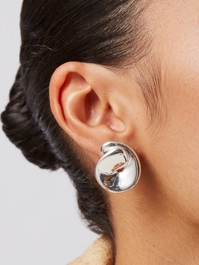 Rio Silver Button Earrings