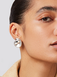 Rio Silver Button Earrings