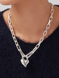 Padlock Heart Silver Pendant Necklace