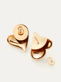Mega Art Heart Button Earrings in High Polish Gold