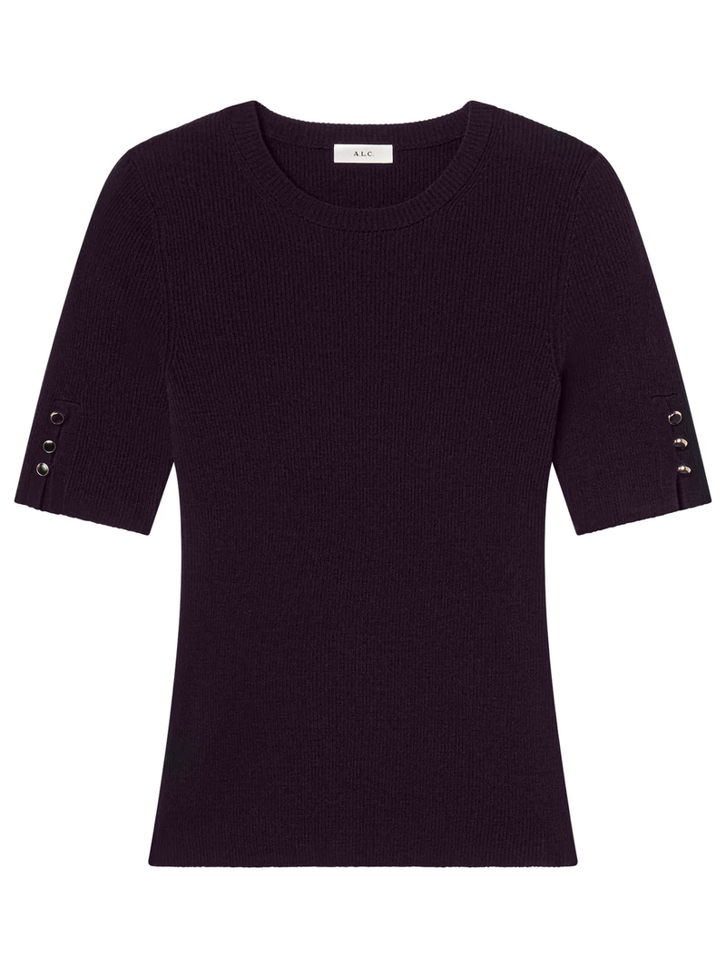 Josie Knit Merino Top in Deep Plum