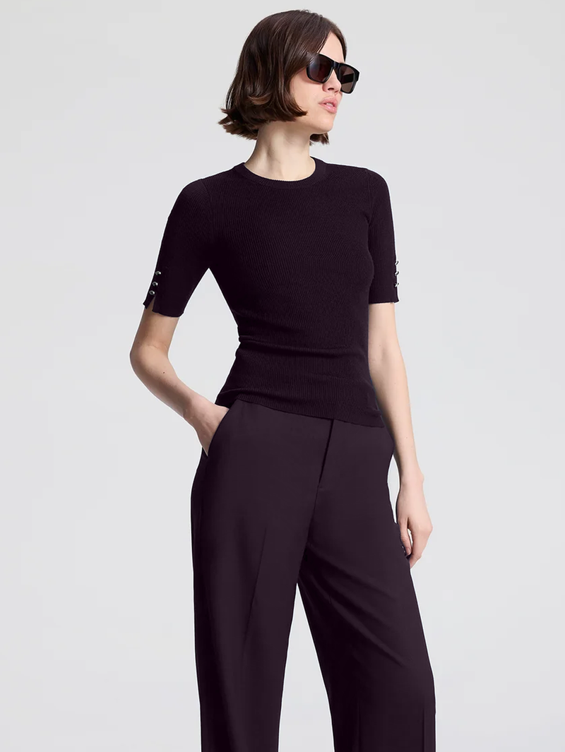 Josie Knit Merino Top in Deep Plum