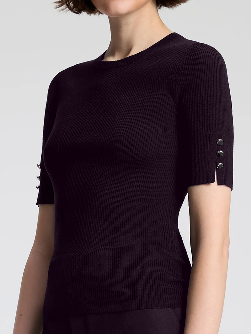 Josie Knit Merino Top in Deep Plum