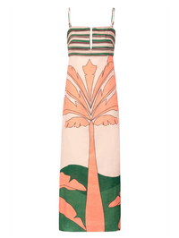 JUAN DE DIOS Antigua Linen Midi Dress in PEACH PALMS – Image 3