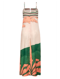 JUAN DE DIOS Antigua Linen Midi Dress in PEACH PALMS – Image 4