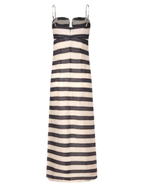 JUAN DE DIOS Antonia Linen Midi Dress in NAVY STRIPES – Image 4