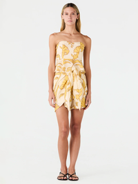 JUAN DE DIOS Peplum Linen Top in YELLOW FLOWERS – Image 2