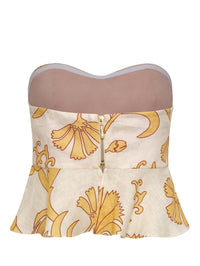 JUAN DE DIOS Peplum Linen Top in YELLOW FLOWERS – Image 4