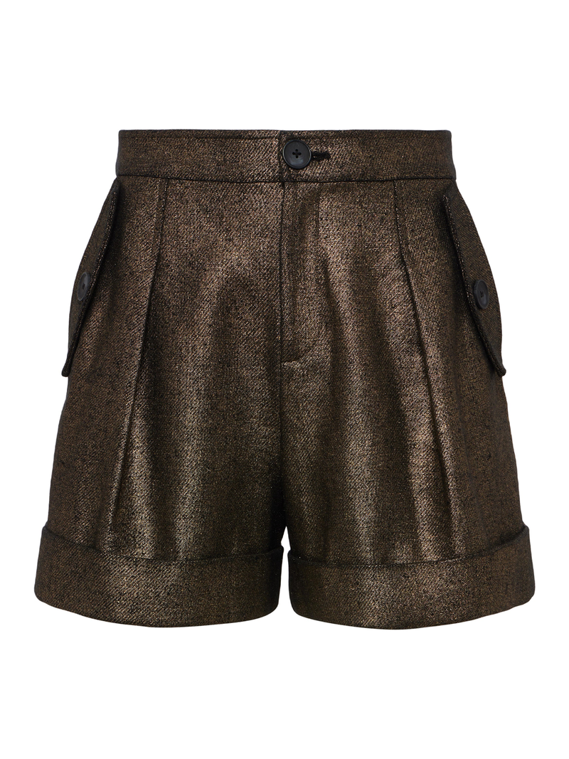 Safari Cotton-Linen Short in Black Gold