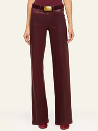 Clayton High Rise Wide Leg Pant in Deep Sangria Coated