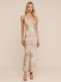 L'AGENCE AKIYA TANK DRESS IN GREEN MULTI CLUSTER PAISLEY – Image 1