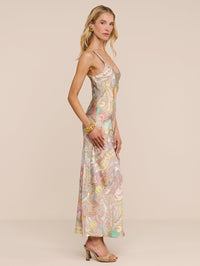 L'AGENCE AKIYA TANK DRESS IN GREEN MULTI CLUSTER PAISLEY – Image 3