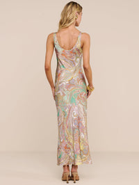 L'AGENCE AKIYA TANK DRESS IN GREEN MULTI CLUSTER PAISLEY – Image 4
