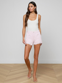 L'AGENCE Beck Raw-Hem Jean Short in ICY LILAC – Image 4