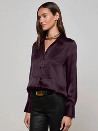 Divya Silk Tux Shirt by L'AGENCE - View 2