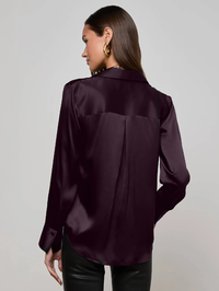 Divya Silk Tux Shirt by L'AGENCE - View 3
