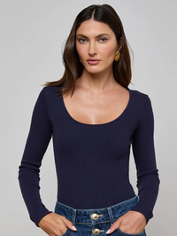 Elara Scoopneck Bodysuit by L'AGENCE-DEEP MIDNIGHT-AMY Atelier