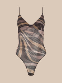 L'AGENCE ELOWEN UNDERWIRE BODYSUIT IN SEPIA SWIRL in SEPIA SWIRL – Image 5