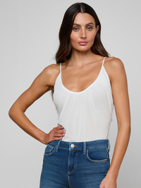 L'AGENCE Gelina Ruched Bodysuit in White – Image 1