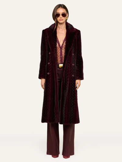 Icelyn Long Coat in Burgundy/Dark Burgundy