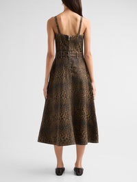 Back view of the L'AGENCE Jovie Bustier Midi Dress in Zephyr with a concealed centre back zip.