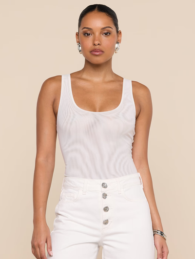 Kalea Mesh Tank Bodysuit in White