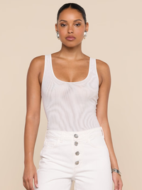 L'AGENCE Kalea Mesh Tank Bodysuit in White in WHITE – Image 1
