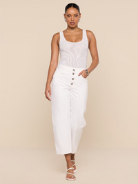 L'AGENCE Kalea Mesh Tank Bodysuit in White in WHITE – Image 3