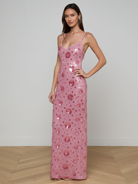 Karma Sequin Floral Maxi Dress by L'AGENCE - View 6