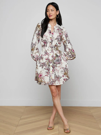 Kiersten Butterfly Dress by L'AGENCE-WHITE MULTI BUTTERFLIES-AMY Atelier