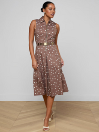 Kylo Shirt Dress in Cardamom Polka Dot by L'AGENCE-CARDAMOM ECRU DOT-AMY Atelier