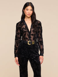 L'AGENCE Laurent Button Up Blouse in Black Butterfly – Image 1