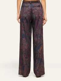 Back view of the L'AGENCE Livvy Trouser in Midnight Multi Lux Paisley showing welt pockets