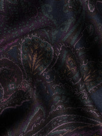 Close-up of the Midnight Multi Lux Paisley print twill on the L'AGENCE Livvy Trouser