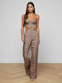 Livvy Straight-Leg Trouser in Cardamom Polka Dot by L'AGENCE - View 2
