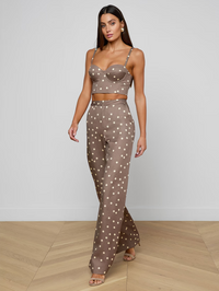 Livvy Straight-Leg Trouser in Cardamom Polka Dot by L'AGENCE - View 6