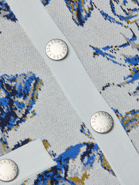 L'AGENCE Osiris Jacquard Cardigan in GREY WATERCOLOR BUTTERFLIES – Image 3