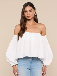L'AGENCE Sarai Off-the-Shoulder Top in White in WHITE – Image 1