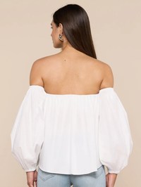L'AGENCE Sarai Off-the-Shoulder Top in White in WHITE – Image 2