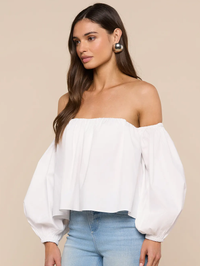 L'AGENCE Sarai Off-the-Shoulder Top in White in WHITE – Image 3