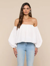 L'AGENCE Sarai Off-the-Shoulder Top in White in WHITE – Image 5