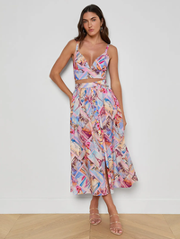 L'AGENCE Seina Poplin Midi Skirt in POSTCARD PRINT – Image 6