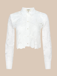 L'AGENCE Seychelle Cropped Eyelet Blouse in Ivory in IVORY – Image 6