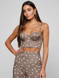 Sonya Bustier in Cardamom Polka Dot by L'AGENCE-CARDAMOM ECRU POLKA DOT-AMY Atelier